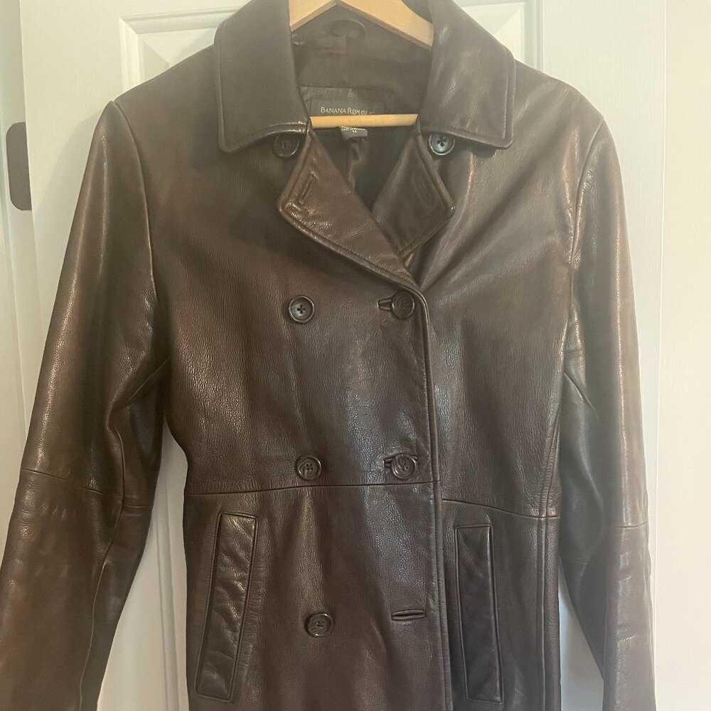 Banana Republic Women's Leather Coat - Size Medium